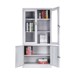 Armoire de classement en acier moderne avec porte battante en verre réglable et serrure, pour usage domestique, bureau, hôtel, école - Durable et écologique pour documents - Product Image 3