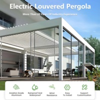 Pergola rétractable électrique avec conception résistante au vent, télécommande pour espace piscine, structure intelligente en aluminium, gazebo