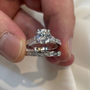 Lab Grown Diamond Engagement Wedding <strong>Ring</strong> 925 <strong>Sterling</strong> <strong>Silver</strong> IGI Certified CVD HPHT Solid 18k Gold Plated Women Bridal <strong>Set</strong> - Product Image 2