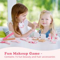 Table de maquillage rose en bois pour filles, jeu d'imitation princesse, ensemble de jouets cosmétiques