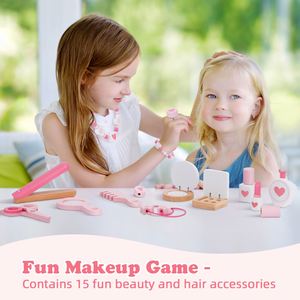 Bằng Gỗ Màu Hồng Bàn Trang Điểm Đồ Chơi Giả Vờ Chơi Công Chúa Trang Điểm Bảng Mỹ Phẩm Vanity Đồ Chơi Thiết Lập Cho Cô Gái - Product Image 5