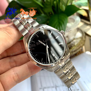 5A qualité haut de gamme luxe doux Couple trois broches montre à Quartz bracelet en acier inoxydable calendrier pointeur saphir cristal 30m - Product Image 5