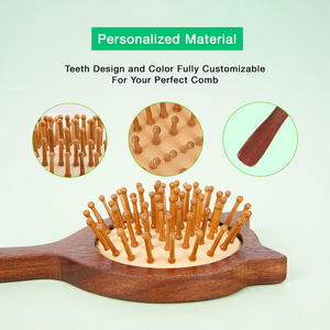 Brosse à cheveux en bambou écologique, avec logo gravé au laser OEM, coussin d'air, démêlante, pour salon et usage domestique - Product Image 3