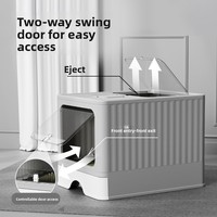 Toilette pour animaux entièrement fermée, facile à nettoyer, bac à litière pour chat en PP, design tiroir en acier inoxydable, taille extra-large, anti-éclaboussures
