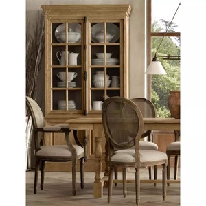 Stile americano francese in rovere retrò libreria in legno massello con combinazione di armadietto con chiusura a fondo superiore armadi a muro - Product Image 4