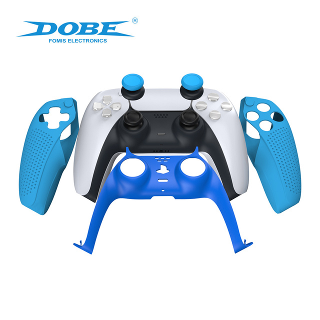 DOBE 4 in 1 Protection Kit Decoration Accessory Thumb Grip Replacement Shell Silicone Case for PS5 DualSense Controller