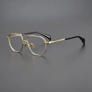 9622 Armação de óculos poligonal de titânio puro vintage clássico artesanal de alta qualidade, armações de óculos artesanais de alta qualidade