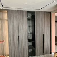 Armoire de rangement moderne avec porte en verre, MDF gris, style minimaliste pour appartement, bois de bouleau beige