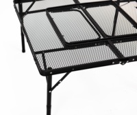 Table de gril portable pliante pour le camping Table de support de gril en métal en aluminium léger pour la cuisson à l'extérieur Pieds à hauteurs réglables