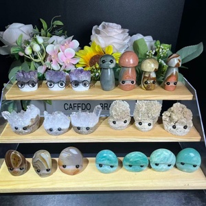 도매 힐링 크리스탈 조각 공예품 - 다양한 스타일의 귀여운 크리스탈 고슴도치 버섯 모양 팜스톤 선물용 - Product Image 1