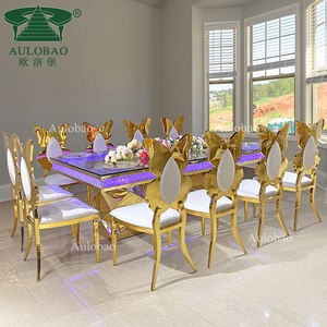 طاولة طعام زجاجية عصرية مستوردة بإضاءة LED، طاولة زجاجية طويلة - Product Image 4