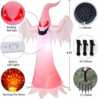 Fantôme gonflable publicitaire d'Halloween de 240 cm avec lumières LED à flamme kaléidoscopique