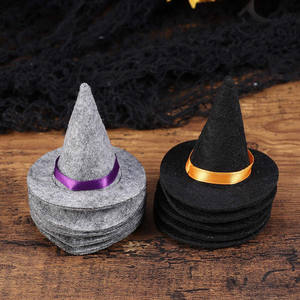 Decoraciones de mesa para fiesta de Halloween, Mini sombrero de bruja de fieltro para decoración de botellas de vino - Product Image 4