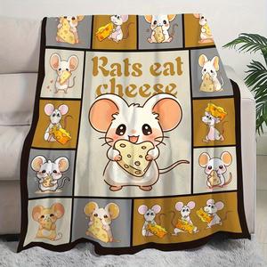 Multicolor Patchwork <b>Puppy</b> Quilt Flannel Blanket Throw Blanket Nap Blanket Super Soft Machine Washable for Winter Warmth - Product Image 5