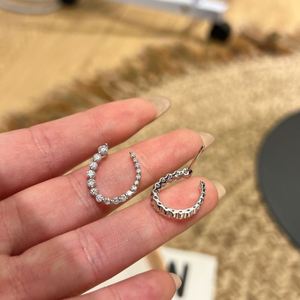 Dylam Classic Design <b>Fine</b> 925 Sterling Silver Sparkle D Color VVS1 Moissanite Stones U-shaped <b>Stud</b> <b>Earrings</b> for Women - Product Image 3