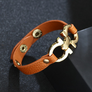 Geometric PU <b>Leather</b> <b>Bracelet</b> Zinc Alloy Minimalist Jewelry Multicolor Fashion Accessory - Product Image 3