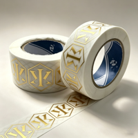 Étiquette d'emballage personnalisée en rouleau, transparente, brillante, imperméable, autocollante, avec logo estampé à chaud en feuille d'or