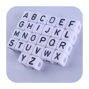 Contas de alfabeto quadradas de plástico acrílico, cor mista 26, inglês, letra, miçangas para crianças, faça você mesmo, jóias