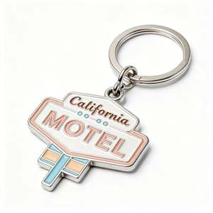 Porte-clés en métal vintage style motel, émail dur, pour la promotion des hôtels de charme et la vente de souvenirs en gros - Product Image 3