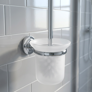 Support mural pour brosse de toilette, finition chromée, design cylindrique minimaliste, ensemble d'accessoires de salle de bain, nettoyage facile - Product Image 2