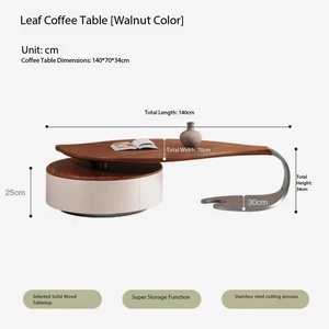 طاولة قهوة خشبية صلبة بتصميم أوراق الشجر العصري، طاولة وسط أوروبية الطراز لغرفة المعيشة، بسعر مناسب للمنزل وغرفة الطعام - Product Image 5