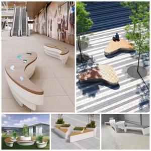Banco de fibra de vidrio y madera Hy302648 para exteriores, silla de descanso pública para parques - Product Image 5