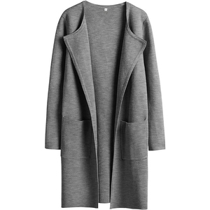 Nuevo Cárdigan de Mujer, Cómodo, Transpirable, Largo, Tejido en Algodón/Poliéster, Color Sólido, Casual, con Solapa, a la Moda - Product Image 6
