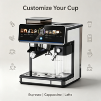 Cafetera Espresso Todo en Uno, 20 Bares, Molinillo Integrado, Preparación Silenciosa, Cold Brew, Pantalla Táctil, Fabricación OEM