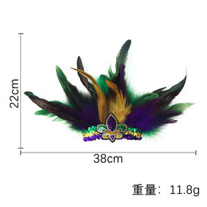 Chapeau de bouffon à paillettes HLC, bracelets, jetons de Mardi Gras, bracelet à plumes, accessoires de costume de la Nouvelle-Orléans pour les événements festifs, les défilés - Product Image 5