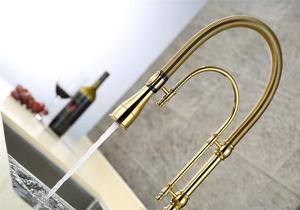 Robinet de <span class=keywords><strong>cuisine</strong></span> en laiton à tirette, mélangeur d'évier <span class=keywords><strong>vintage</strong></span>, mélangeur d'eau chaude et froide, robinet de <span class=keywords><strong>cuisine</strong></span> flexible - Product Image 3