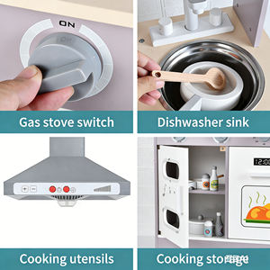 ชุดของเล่นครัวไม้สำหรับเด็กก่อนวัยเรียน สีชมพู พร้อ<span class=keywords><strong>ม</strong></span>เครื่องจำลองเตาแก๊สและเตาไฟฟ้า - Product Image 6