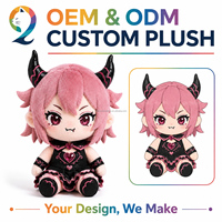 Peluche personnalisée en coton biologique, modèle Fille Démon, fabrication OEM ODM, poupée réconfortante douce, vente en gros