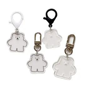 Fabrika toptan özel kişiselleştirilmiş akrilik anahtar zincirleri teddy bear Charms DIY plastik oyuncak ayı temizle anahtarlık