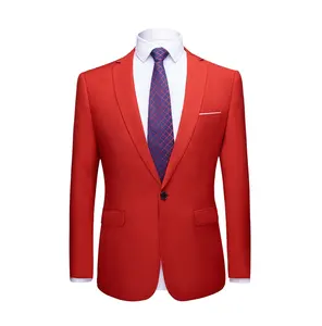 批发运动夹克休闲商务套装两件套韩版套装修身红色男士套装