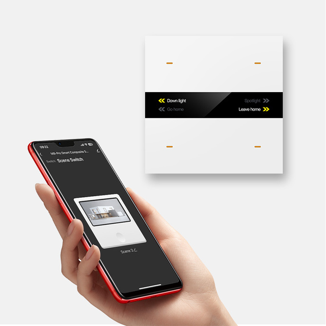 Tuya Home Smart Wall Switch With 4 Keys Zigbee LCD Display Alexa Tuya App Scene Control