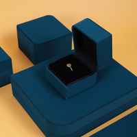 SIFOO Nouveau Prix Usine Luxe Vente en Gros Logo Personnalisé Boîte à Bijoux en Cuir PU pour Collier Boucles d'Oreilles Bague Emballage de Bijoux en Velours Bleu
