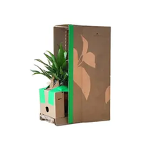 Boîte en carton ondulé brun avec logo personnalisé imprimé, boîte d'expédition pour plantes en pot, emballage pour plantes vivantes