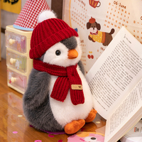 Peluche pingouin mignon avec chapeau, animal en peluche doux et adorable rembourré de coton PP, poupée anti-stress, cadeau de fête de Noël