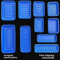 Barquette jetable rectangulaire bleue pour aliments frais, conteneur alimentaire congelé pour supermarché, boîte d'emballage en PP pour fruits, légumes, fruits de mer/poissons
