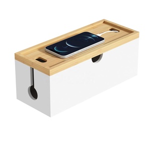 Boîte de gestion des câbles en bambou pour cacher les fils multiprises pour le support de cordon de stockage de bureau organisateur en bois - Product Image 2