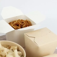 Seau à nouilles portable écologique compostable en papier kraft, boîte d'emballage à emporter biodégradable et recyclable en carton blanc