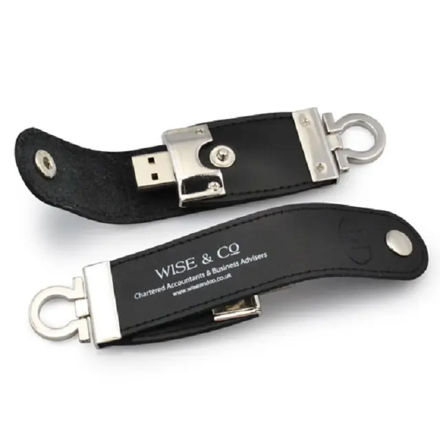 Leather Style 16GB USB MemoryスティックFlash Drive無料ロゴの印刷