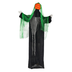 Halloween incandescente parlando spaventoso fantasma di zucca con braccia in movimento a terra palo decorazione della casa stregata Animatronic - Product Image 3