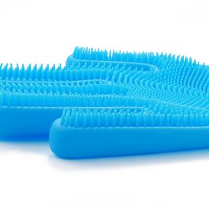 Champú de silicona ecológico para mascotas, guante de masaje de aseo, cepillo removedor de pelo de poliéster TPR para gatos, perros, animales pequeños, goma - Product Image 2