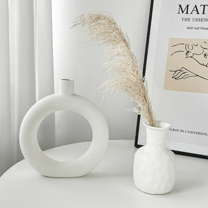 Ensemble de vases en céramique moderne Kch, blancs non vernissés, pour décoration de fleurs séchées, pour salon, cadeau de mariage - Product Image 4