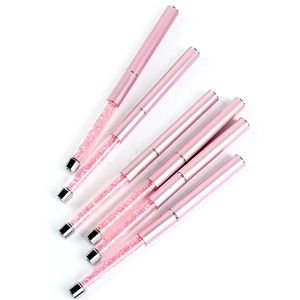 Kit de pinceaux à ongles en gel UV pour French manucure, lignes et motifs, avec manche en strass rose, pour peinture et dessin d'ongles en salon, ensemble de pinceaux de manucure en gel - Product Image 5