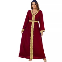 Robe longue arabe élégante pour femmes du Moyen-Orient et européennes Abaya modeste Robe de Dubai pour tenue de voyage saoudienne