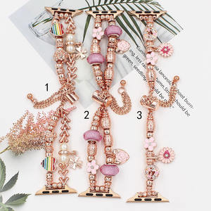 <span class=keywords><strong>Bracelet</strong></span> en métal en acier inoxydable de luxe pour femmes <span class=keywords><strong>Bracelet</strong></span> de montre en perles pour <span class=keywords><strong>Apple</strong></span> <span class=keywords><strong>Watch</strong></span> Band-41mm 45mm 40mm 44mm 49mm - Product Image 1