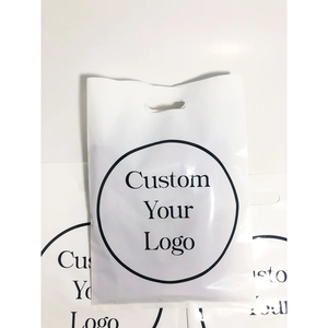 Custom Logo Design Printed Carrier Punch Hole Handle Shopping Plastic Die Cut Bag