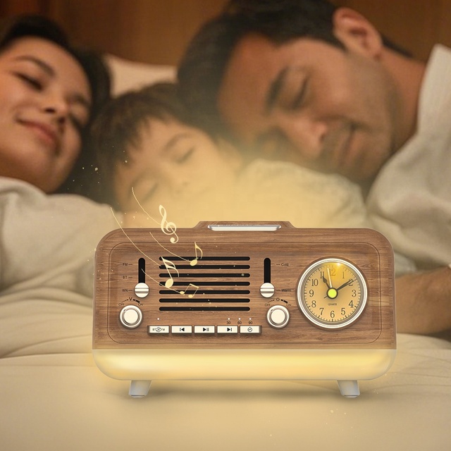 HiFiD Smart Home Products Wood Nature Soothing Sound White Noise Machine Alarm Clock with Wireless Charging